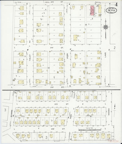 Sanborn Fire Insurance Map from De Pue, Bureau County, Illinois (1914), Sheet #0004 - Historic Sanborn Fire Insurance Map Print, vintage old map wall art, antique decor, genealogy gift, Illinois Illinois map