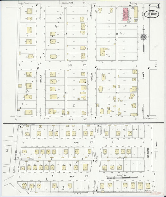 Sanborn Fire Insurance Map from De Pue, Bureau County, Illinois (1914), Sheet #0004 - Historic Sanborn Fire Insurance Map Print, vintage old map wall art, antique decor, genealogy gift, Illinois Illinois map