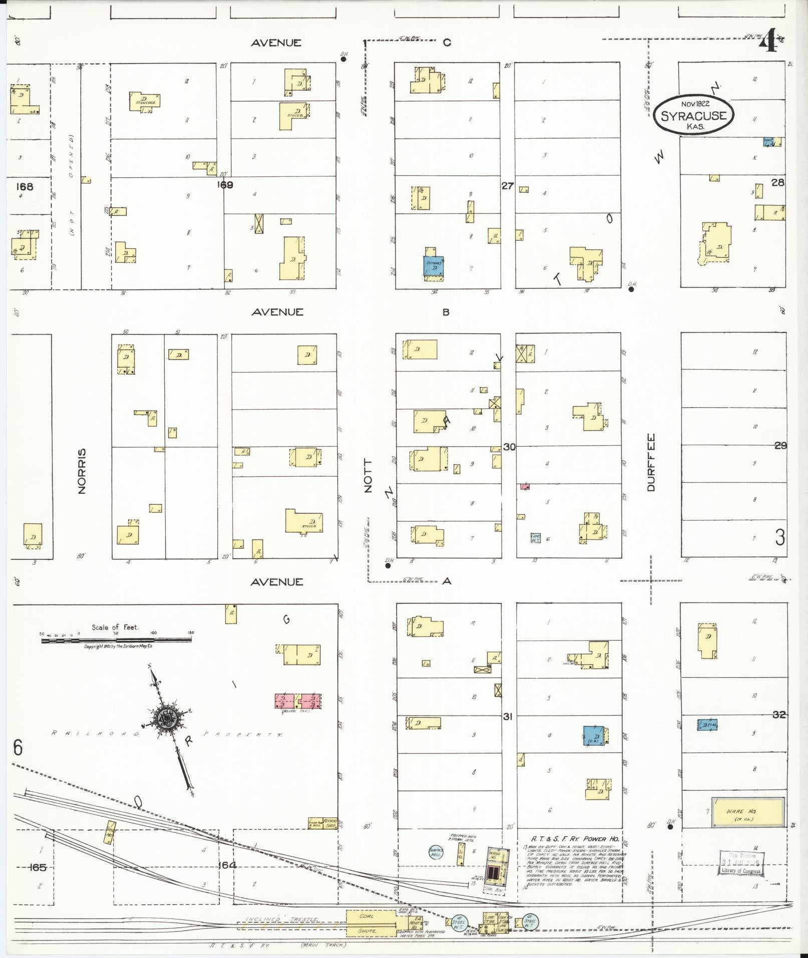 Sanborn Fire Insurance Map from Syracuse, Hamilton County, Kansas (1922), Sheet #0004 - Complete Map Set gallery image, historic Sanborn map, vintage wall art, Kansas Kansas