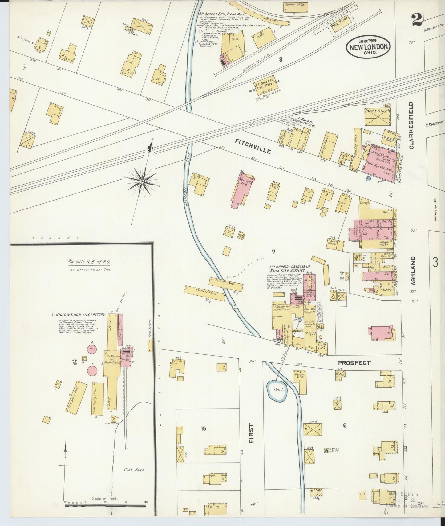 Sanborn Fire Insurance Map from New London, Huron County, Ohio (1904), Sheet #0002 - Complete Map Set gallery image, historic Sanborn map, vintage wall art, Ohio Ohio