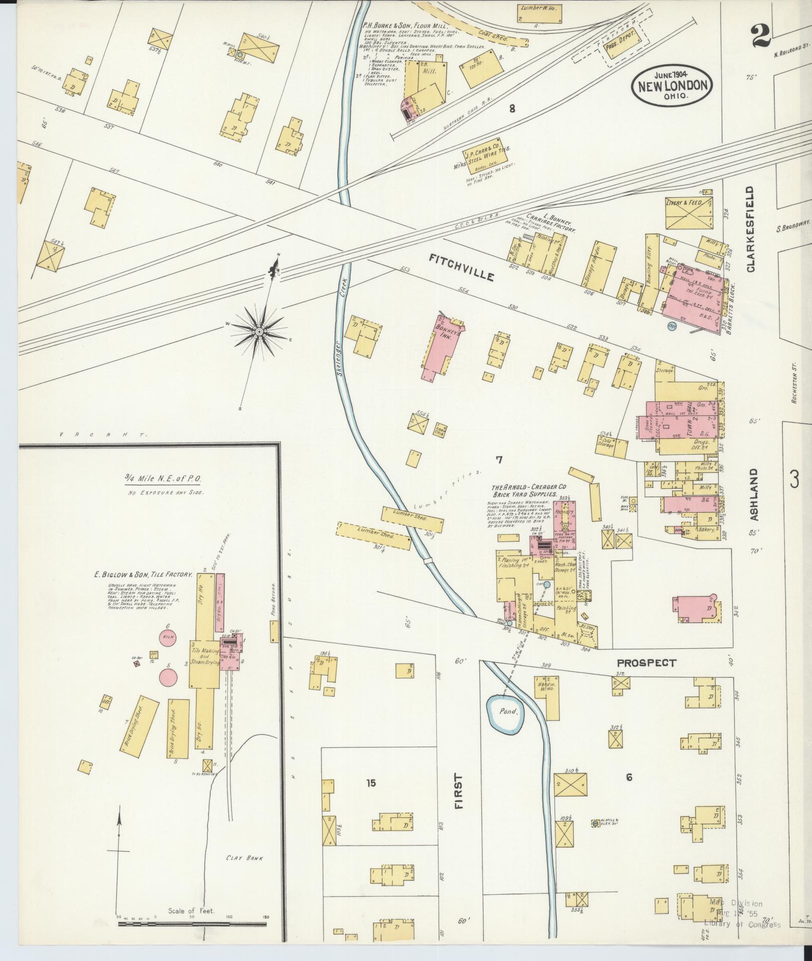 Sanborn Fire Insurance Map from New London, Huron County, Ohio (1904), Sheet #0002 - Complete Map Set gallery image, historic Sanborn map, vintage wall art, Ohio Ohio