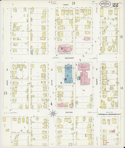 Sanborn Fire Insurance Map from Kankakee, Kankakee County, Illinois (1907), Sheet #0022 - Historic Sanborn Fire Insurance Map Print, vintage old map wall art, antique decor, genealogy gift, Illinois Illinois map