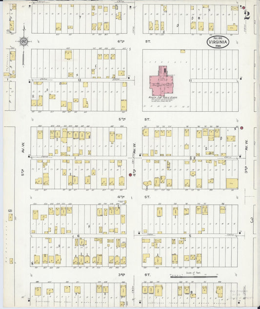 Sanborn Fire Insurance Map from Virginia, Saint Louis County, Minnesota (1915), Sheet #0002 - Historic Sanborn Fire Insurance Map Print, vintage old map wall art, antique decor, genealogy gift, Minnesota Minnesota map