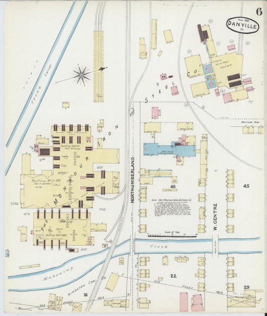 Sanborn Fire Insurance Map from Danville, Montour County, Pennsylvania (1891), Sheet #0006 - Historic Sanborn Fire Insurance Map Print, vintage old map wall art, antique decor, genealogy gift, Pennsylvania Pennsylvania map