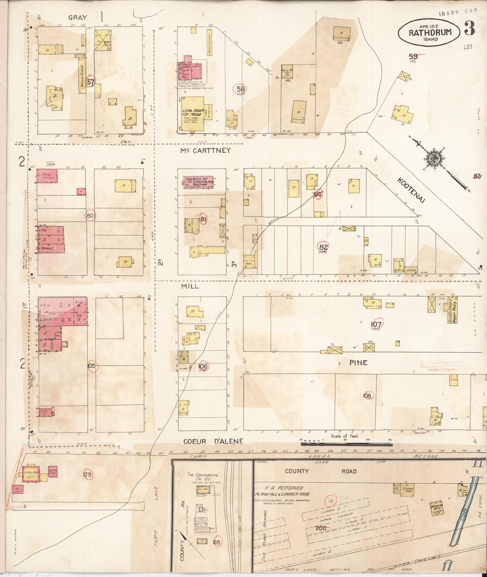 Sanborn Fire Insurance Map from Rathdrum, Kootenai County, Idaho (1932), Sheet #0003 - Complete Map Set gallery image, historic Sanborn map, vintage wall art, Idaho Idaho