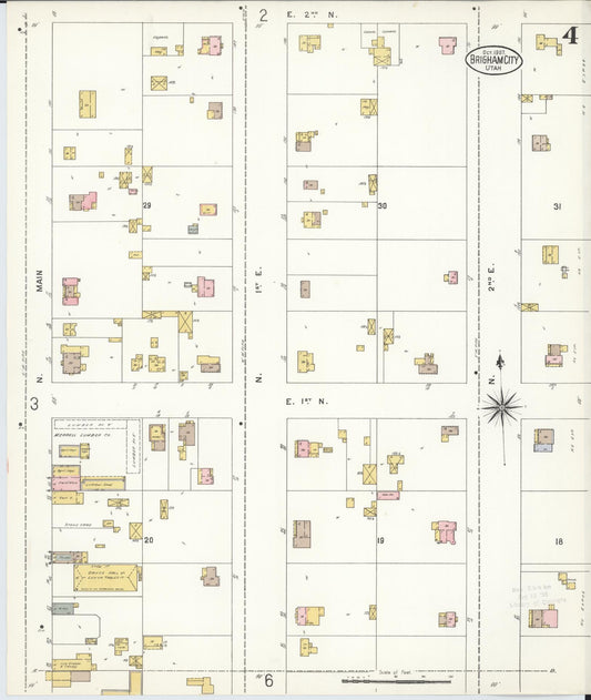 Sanborn Fire Insurance Map from Brigham City, Box Elder County, Utah (1907), Sheet #0004 - Historic Sanborn Fire Insurance Map Print, vintage old map wall art, antique decor, genealogy gift, Utah Utah map