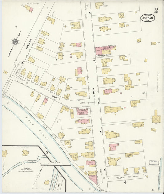 Sanborn Fire Insurance Map from Jordan, Onondaga County, New York (1912), Sheet #0002 - Historic Sanborn Fire Insurance Map Print, vintage old map wall art, antique decor, genealogy gift, New York New York map