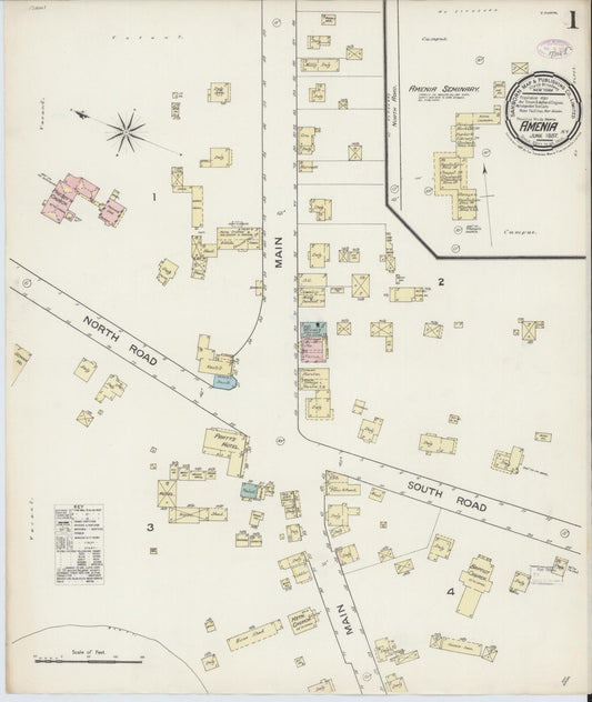Sanborn Fire Insurance Map from Amenia, Dutchess County, New York (1887), Sheet #0001 - Historic Sanborn Fire Insurance Map Print, vintage old map wall art, antique decor, genealogy gift, New York New York map