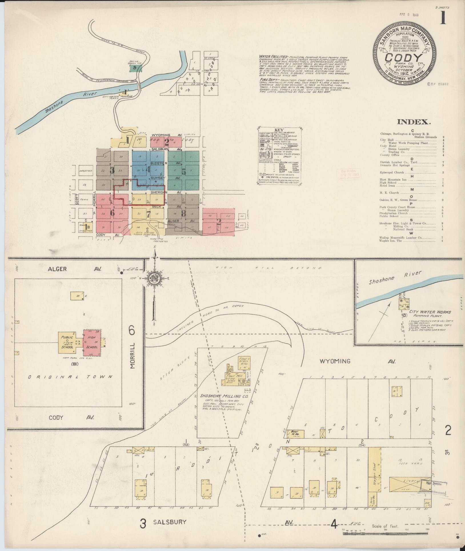 Sanborn Fire Insurance Map from Cody, Park County, Wyoming. (1912) – Historic Sanborn Fire Insurance Map Print