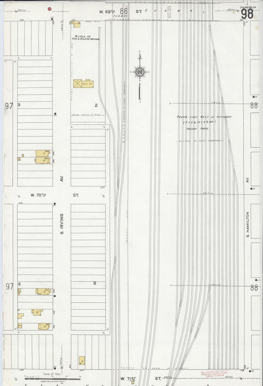 Sanborn Fire Insurance Map from Chicago, Cook County, Illinois (1920), Sheet #0098 - Historic Sanborn Fire Insurance Map Print, vintage old map wall art, antique decor, genealogy gift, Illinois Illinois map