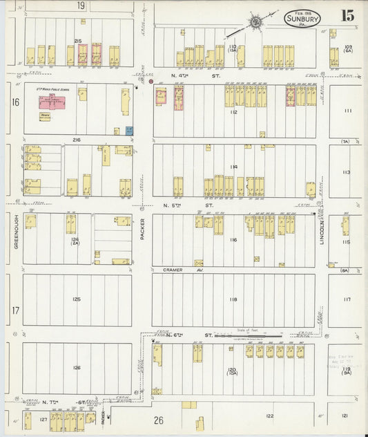 Sanborn Fire Insurance Map from Sunbury, Northumberland County, Pennsylvania (1918), Sheet #0015 - Historic Sanborn Fire Insurance Map Print, vintage old map wall art, antique decor, genealogy gift, Pennsylvania Pennsylvania map