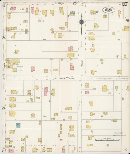 Sanborn Fire Insurance Map from Logan, Cache County, Utah (1911), Sheet #0027 - Complete Map Set gallery image, historic Sanborn map, vintage wall art, Utah Utah