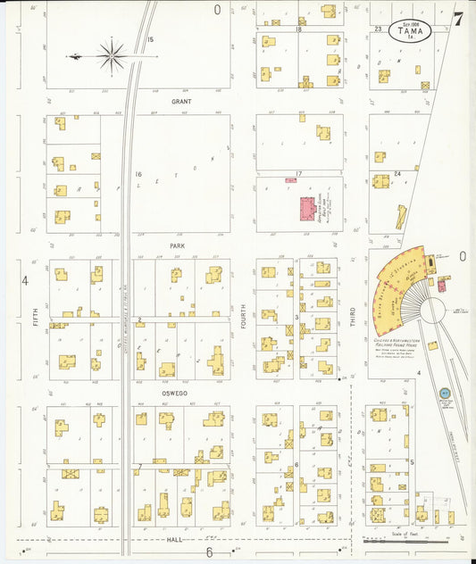 Sanborn Fire Insurance Map from Tama, Tama County, Iowa (1906), Sheet #0007 - Historic Sanborn Fire Insurance Map Print, vintage old map wall art