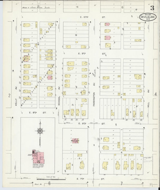 Sanborn Fire Insurance Map from Devils Lake, Ramsey County, North Dakota (1914), Sheet #0003 - Historic Sanborn Fire Insurance Map Print, vintage old map wall art, antique decor, genealogy gift, North Dakota North Dakota map