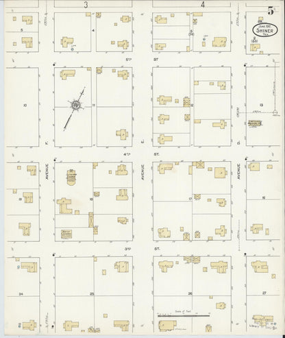 Sanborn Fire Insurance Map from Shiner, Lavaca County, Texas (1912), Sheet #0005 - Historic Sanborn Fire Insurance Map Print, vintage old map wall art, antique decor, genealogy gift, Texas Texas map