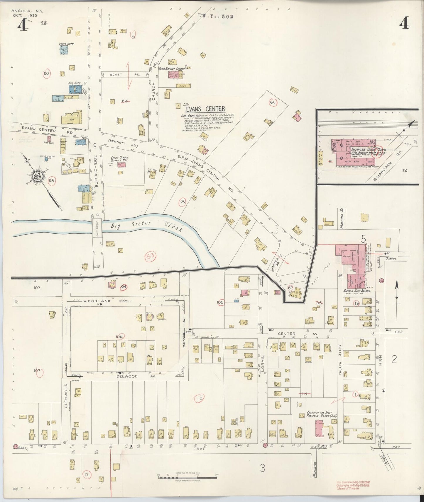 Sanborn Fire Insurance Map from Angola, Erie County, New York (1944), Sheet #0004 - Complete Map Set gallery image, historic Sanborn map, vintage wall art, New York New York