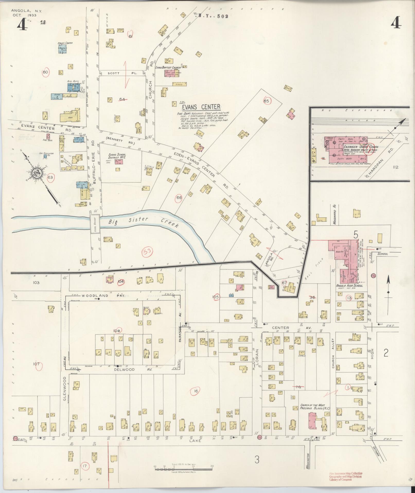 Sanborn Fire Insurance Map from Angola, Erie County, New York (1944), Sheet #0004 - Complete Map Set gallery image, historic Sanborn map, vintage wall art, New York New York
