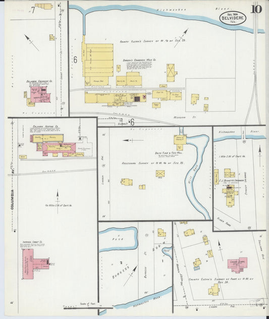 Sanborn Fire Insurance Map from Belvidere, Boone County, Illinois (1904), Sheet #0010 - Historic Sanborn Fire Insurance Map Print, vintage old map wall art, antique decor, genealogy gift, Illinois Illinois map