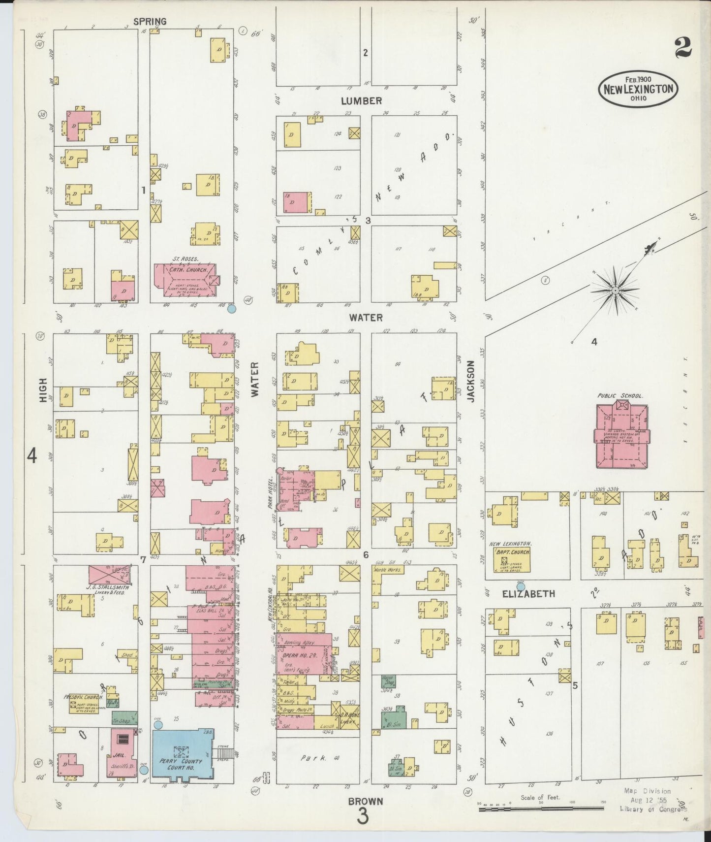 Sanborn Fire Insurance Map from New Lexington, Perry County, Ohio (1900), Sheet #0002 - Complete Map Set gallery image, historic Sanborn map, vintage wall art, Ohio Ohio