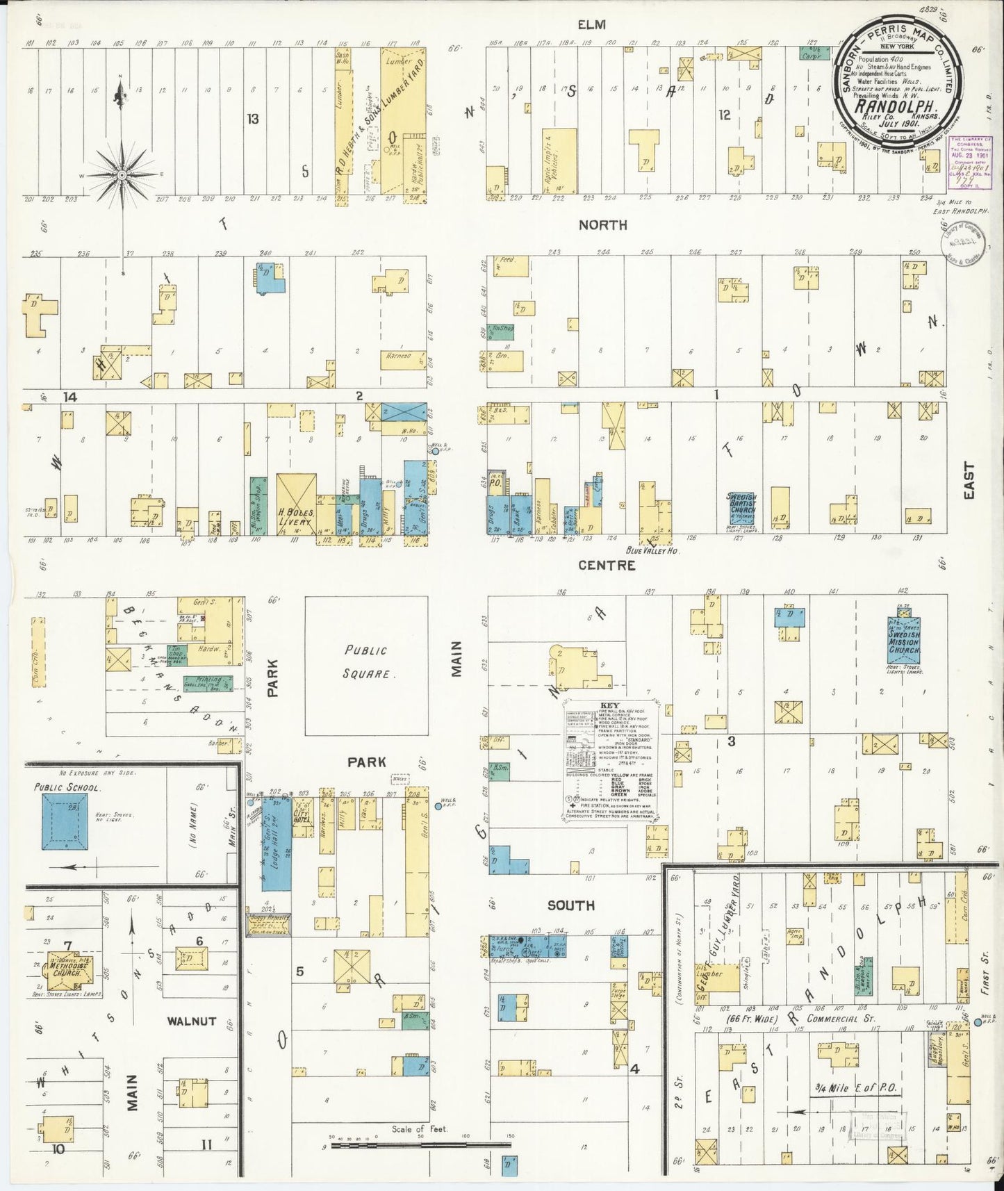 Sanborn Fire Insurance Map from Randolph, Riley County, Kansas (1901), Sheet #0001 - Historic Sanborn Fire Insurance Map Print, vintage old map wall art, antique decor, genealogy gift, Kansas Kansas map