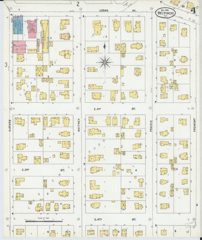 Sanborn Fire Insurance Map from Belvidere, Boone County, Illinois (1904), Sheet #0004 - Historic Sanborn Fire Insurance Map Print, vintage old map wall art, antique decor, genealogy gift, Illinois Illinois map