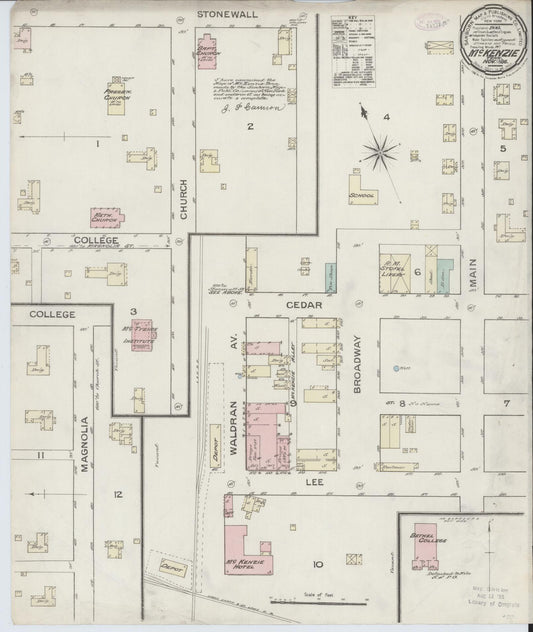 Sanborn Fire Insurance Map from McKenzie, Carroll County, Tennessee (1886), Sheet #0001 - Historic Sanborn Fire Insurance Map Print, vintage old map wall art, antique decor, genealogy gift, Tennessee Tennessee map