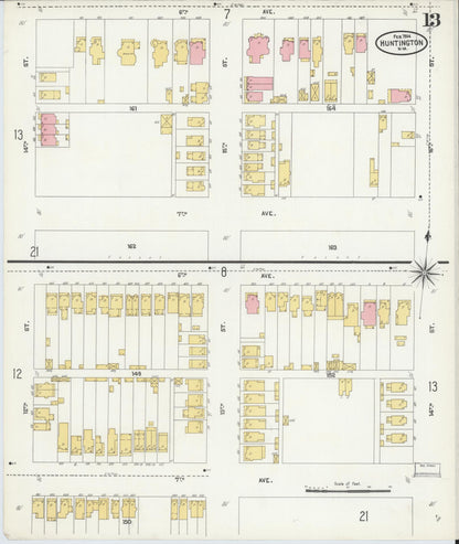 Sanborn Fire Insurance Map from Huntington, Cabell County, West Virginia (1904), Sheet #0013 - Complete Map Set gallery image, historic Sanborn map, vintage wall art, West Virginia West Virginia