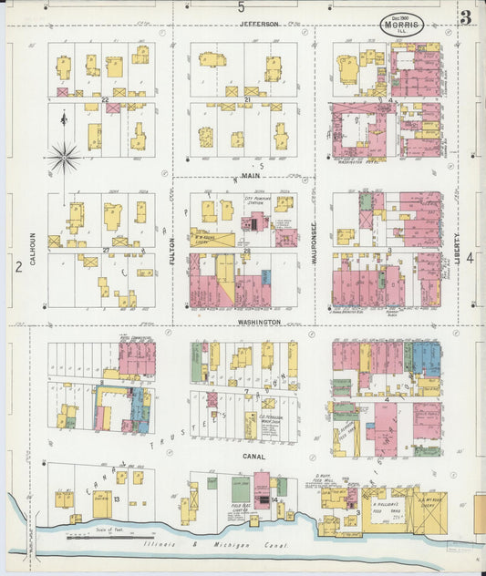Sanborn Fire Insurance Map from Morris, Grundy County, Illinois (1900), Sheet #0003 - Historic Sanborn Fire Insurance Map Print, vintage old map wall art, antique decor, genealogy gift, Illinois Illinois map