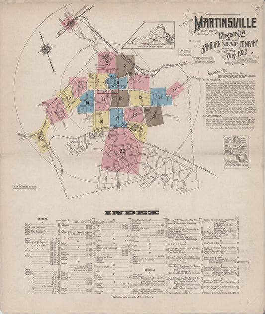 Sanborn Fire Insurance Map from Martinsville, Independent Cities, Virginia. (1922) – Historic Sanborn Fire Insurance Map Print
