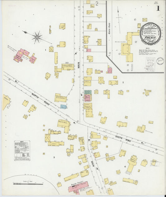 Sanborn Fire Insurance Map from Amenia, Dutchess County, New York (1900), Sheet #0001 - Historic Sanborn Fire Insurance Map Print, vintage old map wall art, antique decor, genealogy gift, New York New York map