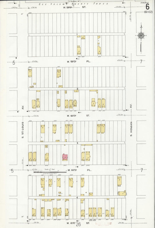 Sanborn Fire Insurance Map from Chicago, Cook County, Illinois (1920), Sheet #0006 - Historic Sanborn Fire Insurance Map Print, vintage old map wall art, antique decor, genealogy gift, Illinois Illinois map