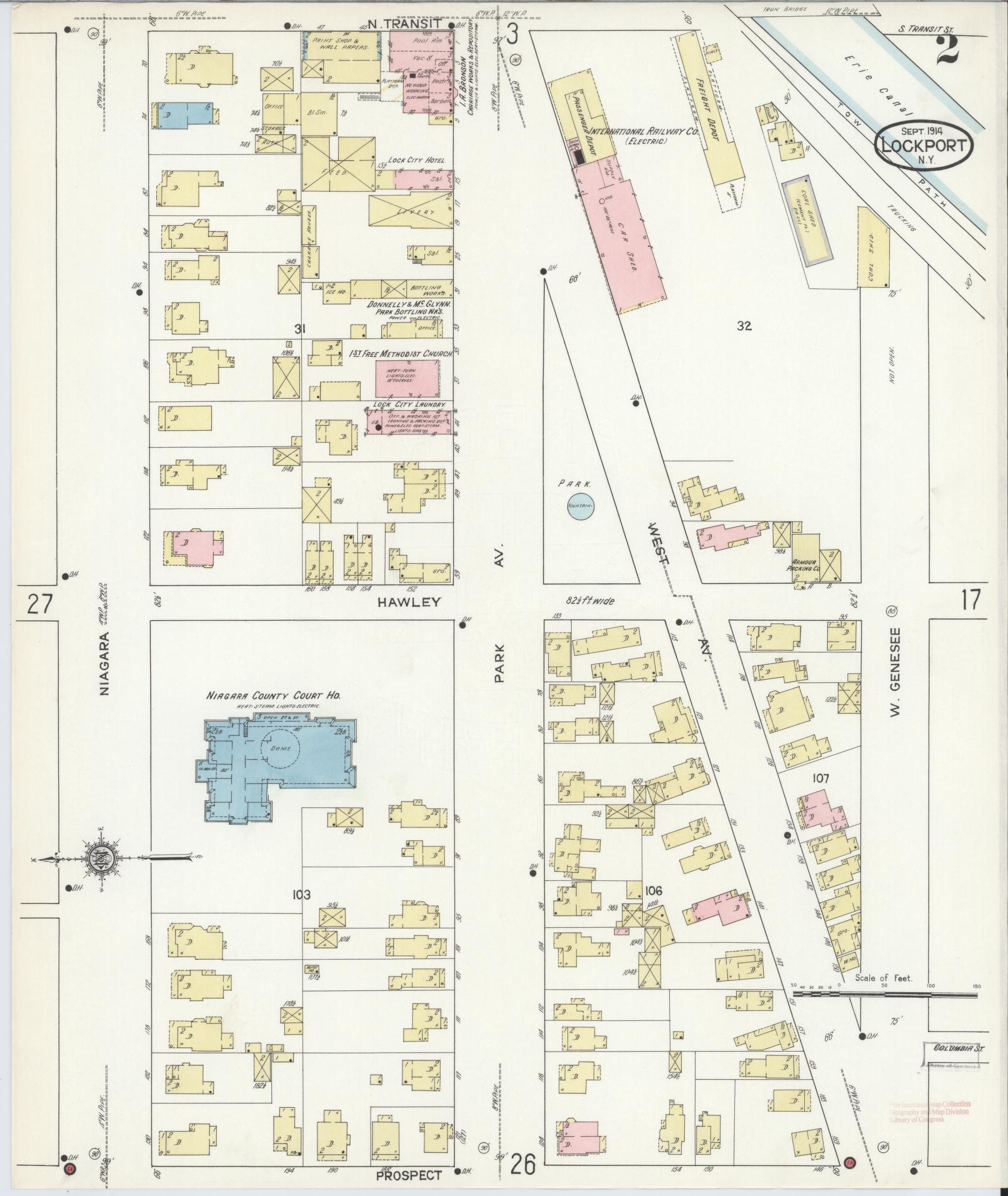 Sanborn Fire Insurance Map from Lockport, Niagara County, New York (1914), Sheet #0002 - Complete Map Set gallery image, historic Sanborn map, vintage wall art, New York New York