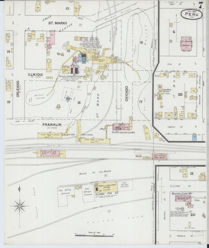 Sanborn Fire Insurance Map from Peru, La Salle County, Illinois (1888), Sheet #0007 - Complete Map Set gallery image, historic Sanborn map, vintage wall art, Illinois Illinois