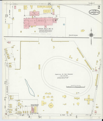 Sanborn Fire Insurance Map from Lancaster, Fairfield County, Ohio (1910), Sheet #0002 - Complete Map Set gallery image, historic Sanborn map, vintage wall art, Ohio Ohio