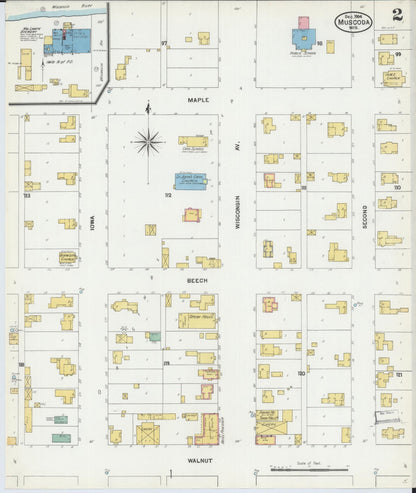 Sanborn Fire Insurance Map from Muscoda, Grant County, Wisconsin (1904), Sheet #0002 - Historic Sanborn Fire Insurance Map Print, vintage old map wall art, antique decor, genealogy gift, Wisconsin Wisconsin map