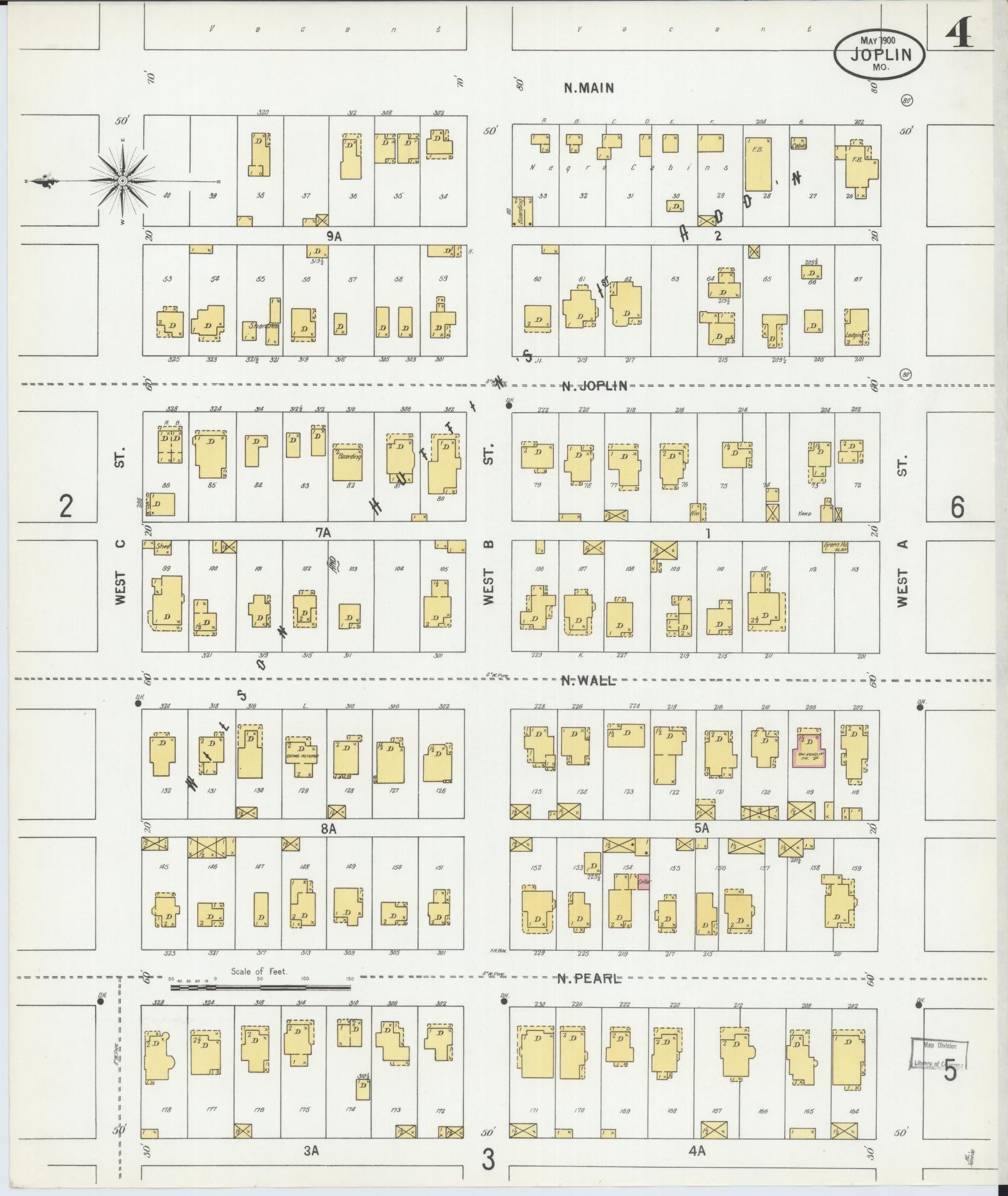 Sanborn Fire Insurance Map from Joplin, Jasper County, Missouri (1900), Sheet #0004 - Historic Sanborn Fire Insurance Map Print, vintage old map wall art, antique decor, genealogy gift, Missouri Missouri map