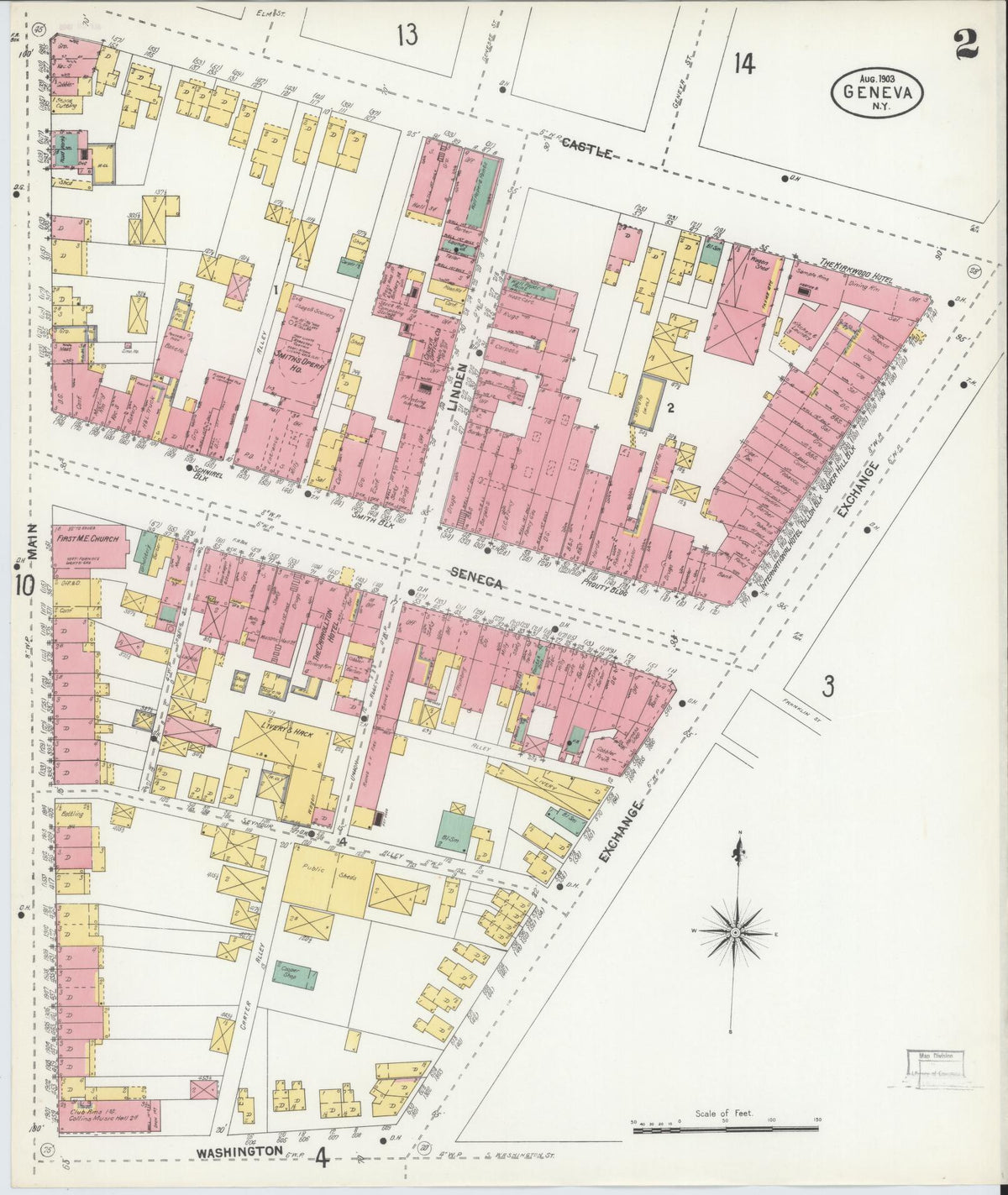 Sanborn Fire Insurance Map from Geneva, Ontario County, New York (1903), Sheet #0002 - Historic Sanborn Fire Insurance Map Print, vintage old map wall art, antique decor, genealogy gift, New York New York map