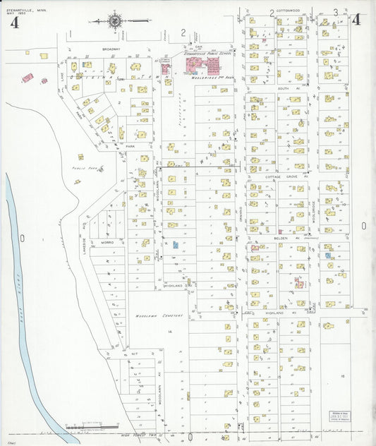 Sanborn Fire Insurance Map from Stewartville, Olmsted County, Minnesota (1950), Sheet #0004 - Historic Sanborn Fire Insurance Map Print, vintage old map wall art, antique decor, genealogy gift, Minnesota Minnesota map