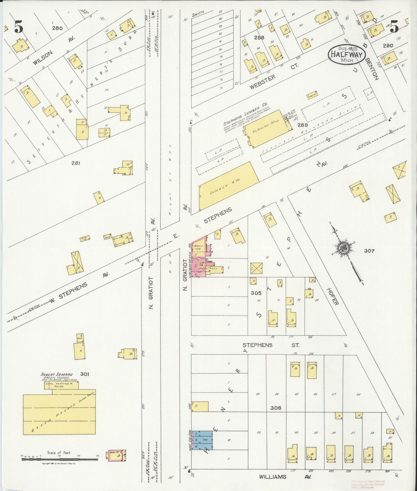 Sanborn Fire Insurance Map from Halfway, Macomb County, Michigan (1925), Sheet #0005 - Complete Map Set gallery image, historic Sanborn map, vintage wall art, Michigan Michigan