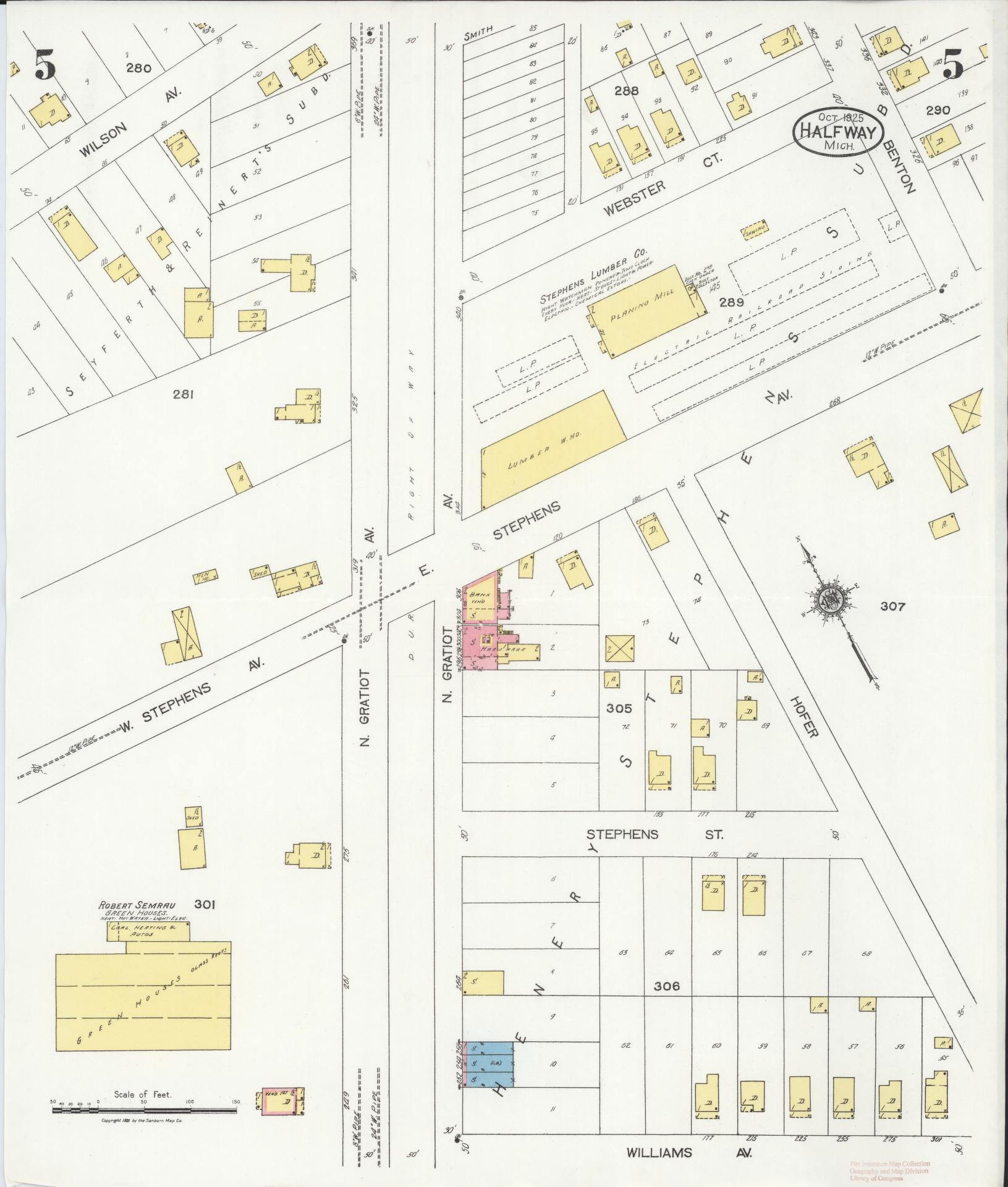 Sanborn Fire Insurance Map from Halfway, Macomb County, Michigan (1925), Sheet #0005 - Complete Map Set gallery image, historic Sanborn map, vintage wall art, Michigan Michigan