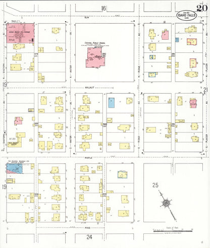 Sanborn Fire Insurance Map from Idaho Falls, Bonneville County, Idaho (1921), Sheet #0020 - Complete Map Set gallery image, historic Sanborn map, vintage wall art, Idaho Idaho