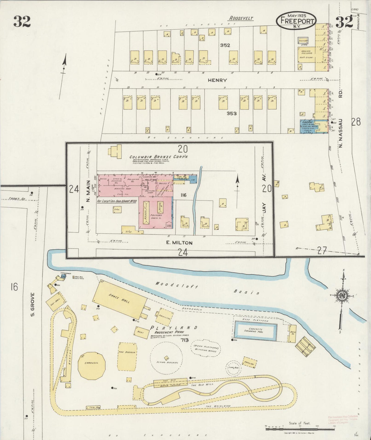 Sanborn Fire Insurance Map from Freeport, Nassau County, New York (1925), Sheet #0032 - Historic Sanborn Fire Insurance Map Print, vintage old map wall art, antique decor, genealogy gift, New York New York map