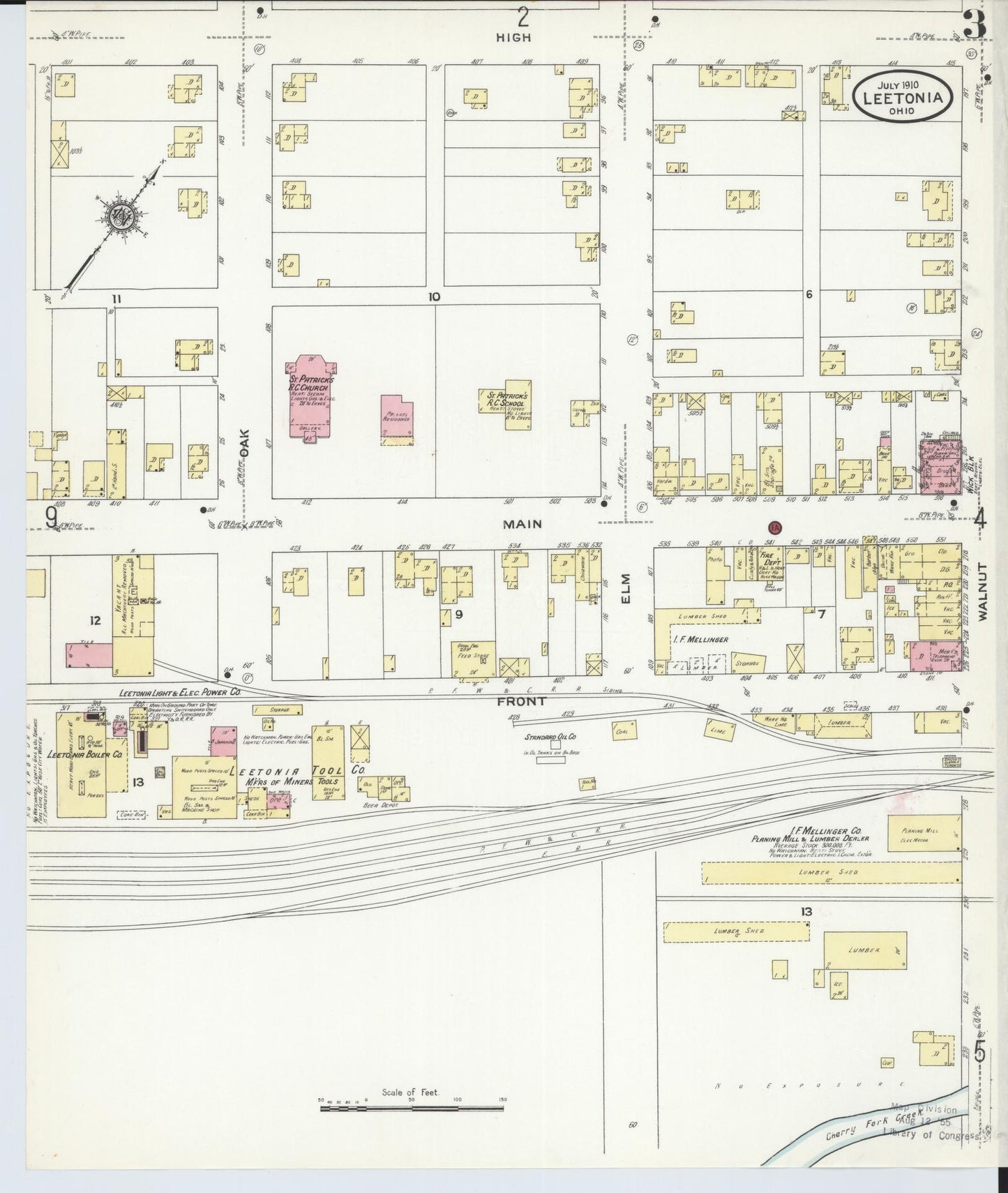 Sanborn Fire Insurance Map from Leetonia, Columbiana County, Ohio (1910), Sheet #0003 - Complete Map Set gallery image, historic Sanborn map, vintage wall art, Ohio Ohio