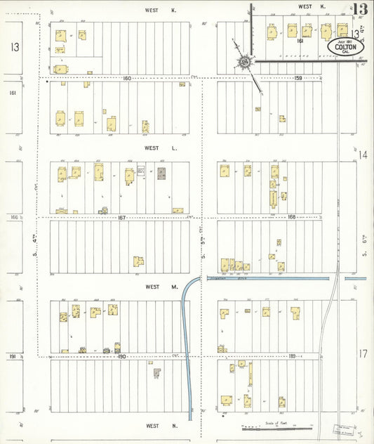 Sanborn Fire Insurance Map from Colton, San Bernardino County, California (1911), Sheet #0013 - Historic Sanborn Fire Insurance Map Print, vintage old map wall art, antique decor, genealogy gift, California California map