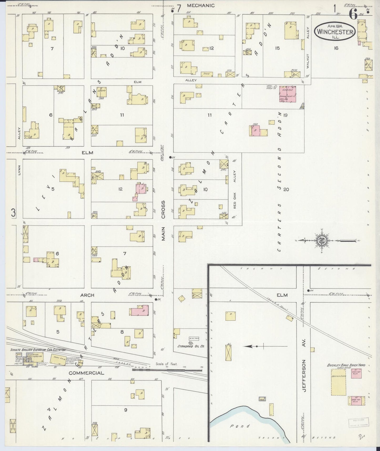 Sanborn Fire Insurance Map from Winchester, Scott County, Illinois (1914), Sheet #0006 - Complete Map Set gallery image, historic Sanborn map, vintage wall art, Illinois Illinois