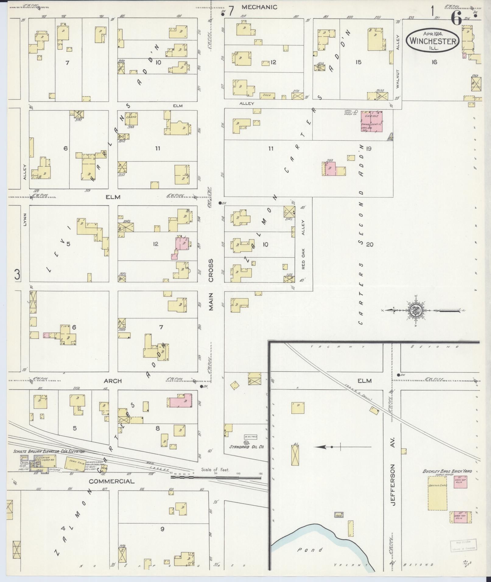 Sanborn Fire Insurance Map from Winchester, Scott County, Illinois (1914), Sheet #0006 - Complete Map Set gallery image, historic Sanborn map, vintage wall art, Illinois Illinois
