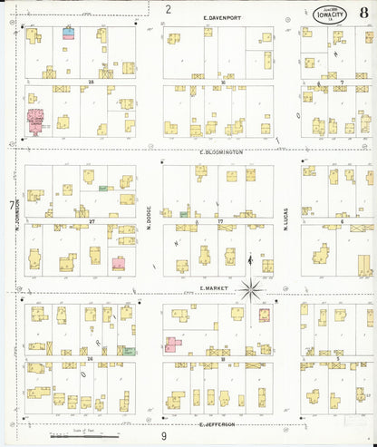 Sanborn Fire Insurance Map from Iowa City, Johnson County, Iowa (1899), Sheet #0008 - Historic Sanborn Fire Insurance Map Print