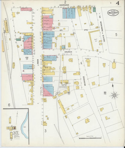 Sanborn Fire Insurance Map from Wagoner, Wagoner County, Oklahoma (1900), Sheet #0004 - Complete Map Set gallery image, historic Sanborn map, vintage wall art, Oklahoma Oklahoma