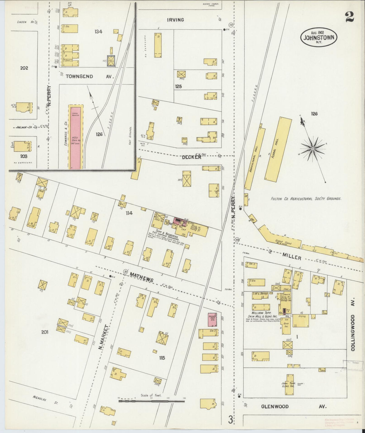 Sanborn Fire Insurance Map from Johnstown, Fulton County, New York (1902), Sheet #0002 - Complete Map Set gallery image, historic Sanborn map, vintage wall art, New York New York