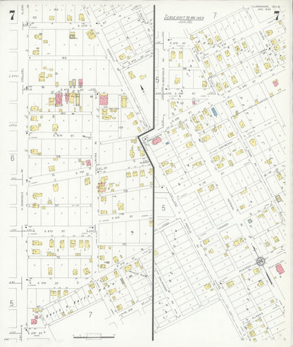 Sanborn Fire Insurance Map from Claremore, Rogers County, Oklahoma (1933), Sheet #0007 - Complete Map Set gallery image, historic Sanborn map, vintage wall art, Oklahoma Oklahoma